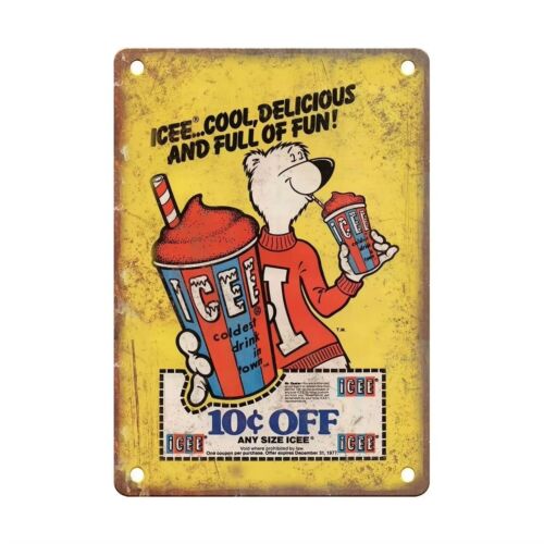 Vintage Collectible Bears - Y1, Vintage ICEE Tin Sign Man