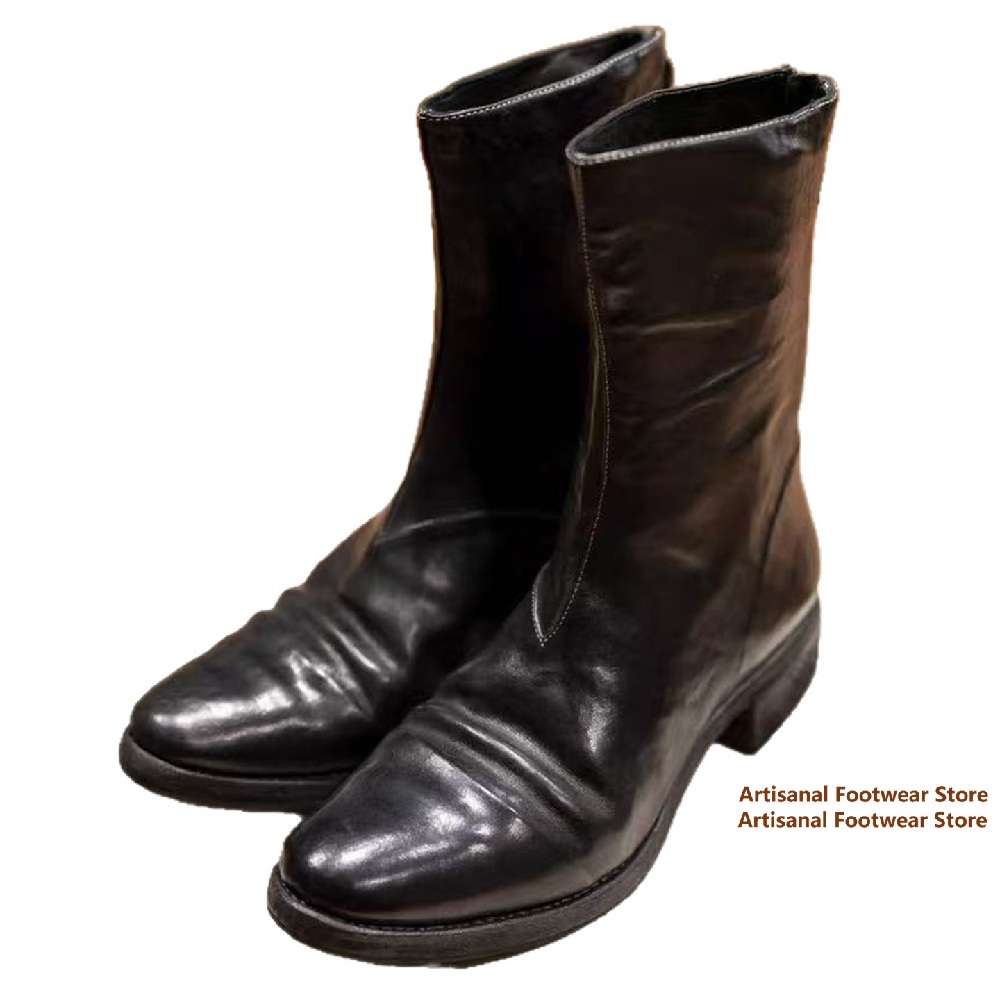 Vintage gerimpelde leren halfh - Vintage Zipper recensie en prijs